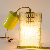 Rectangular suspension lamp in engraved glass from the 70s