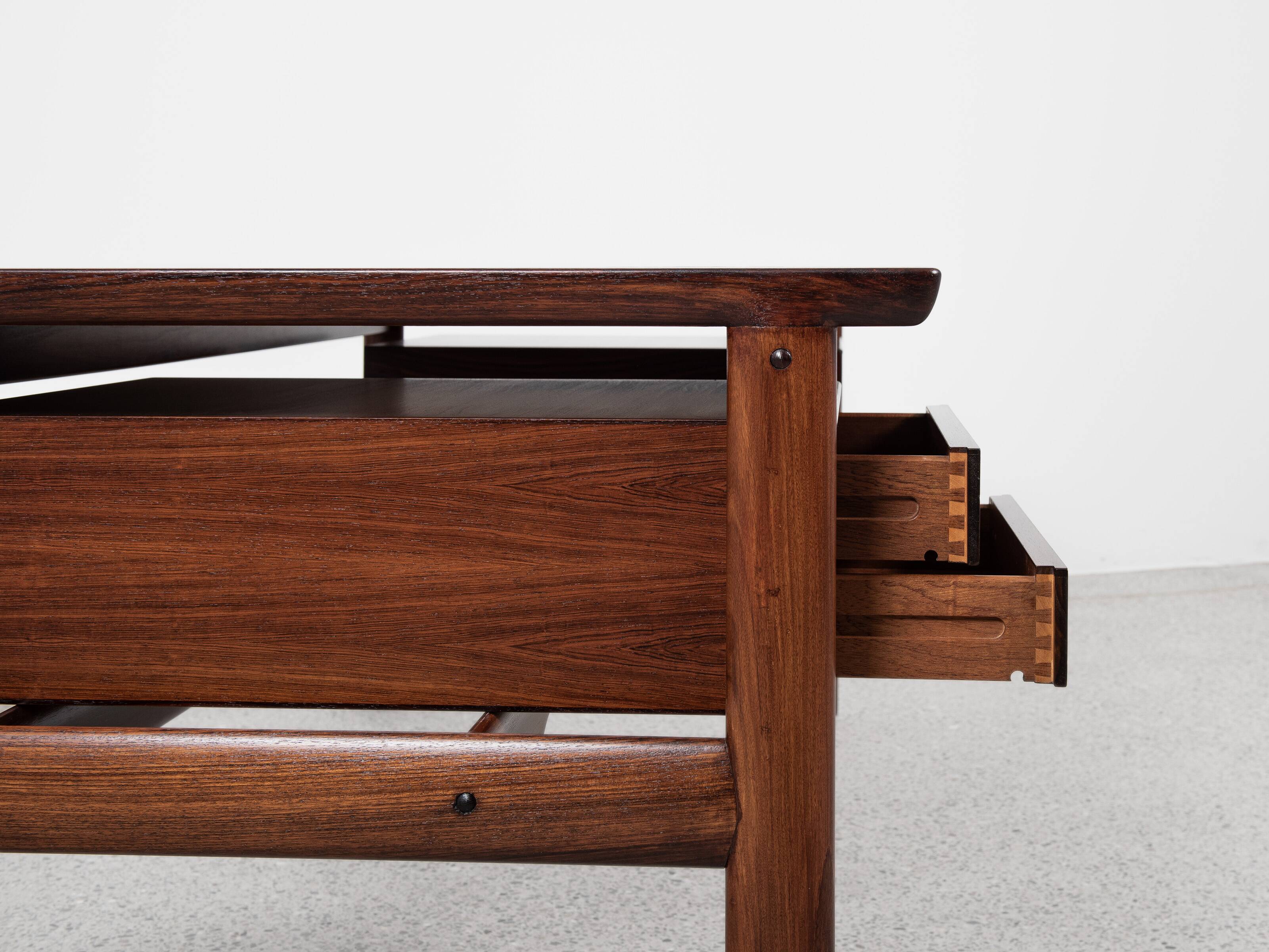 Midcentury Danish XL desk in rosewood and leather by Arne Vodder for Sibast