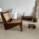 Asian solid wood quadripod brutalist coffee table H30 L81 l42