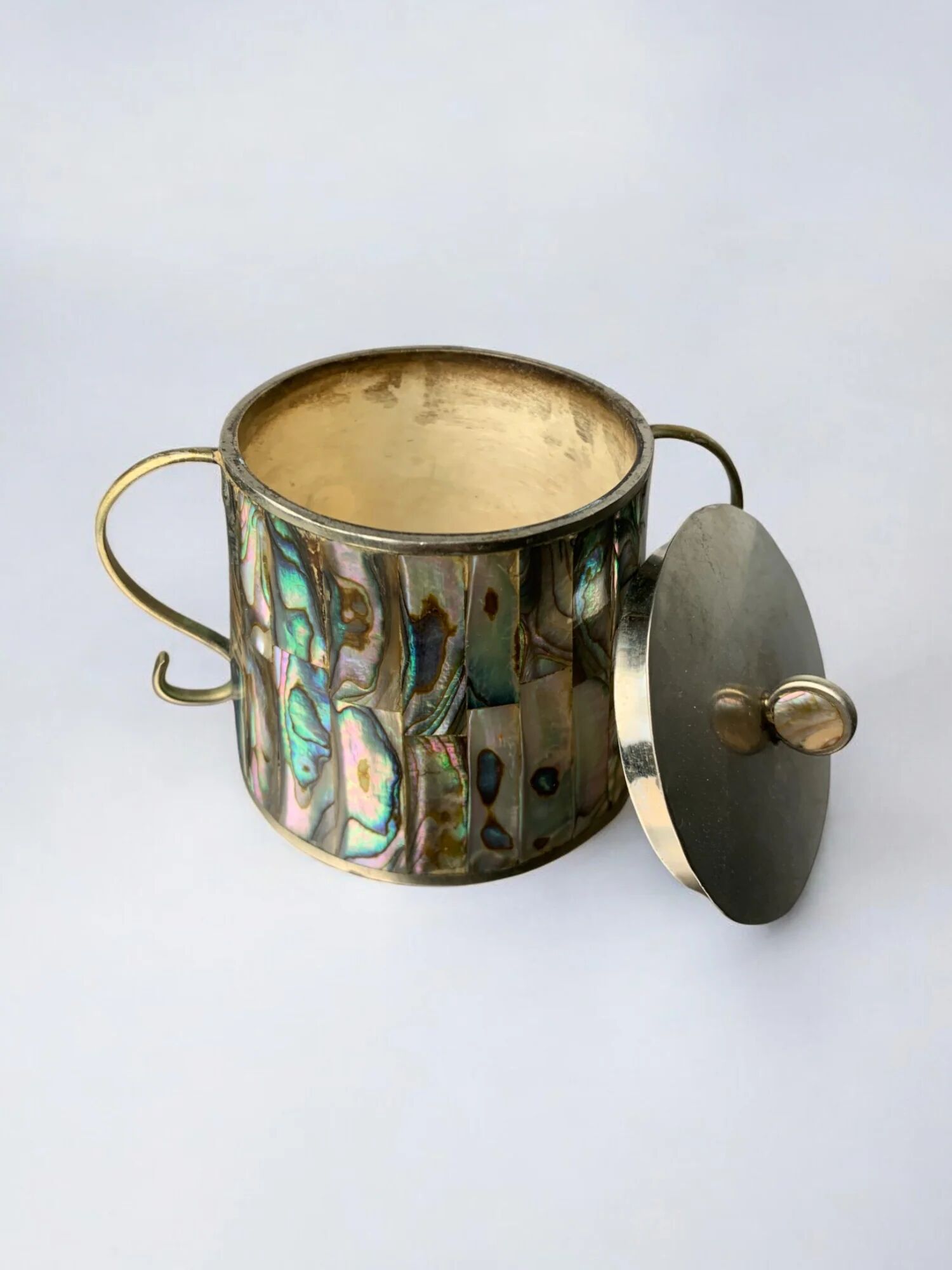 Abalone shell & alpaca jar, Mexico, 1980s