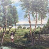 Huile sur toile, paysage ancien début xx siècle