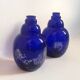 Pair of colbat blue art deco vase with silver leaf inclusions height 24 cm