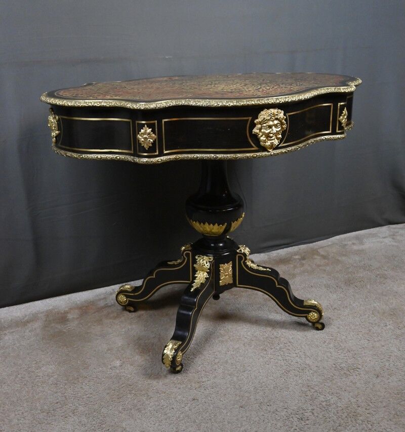 Boulle marquetry violin-shaped table, Napoleon III period – Mid 19th century