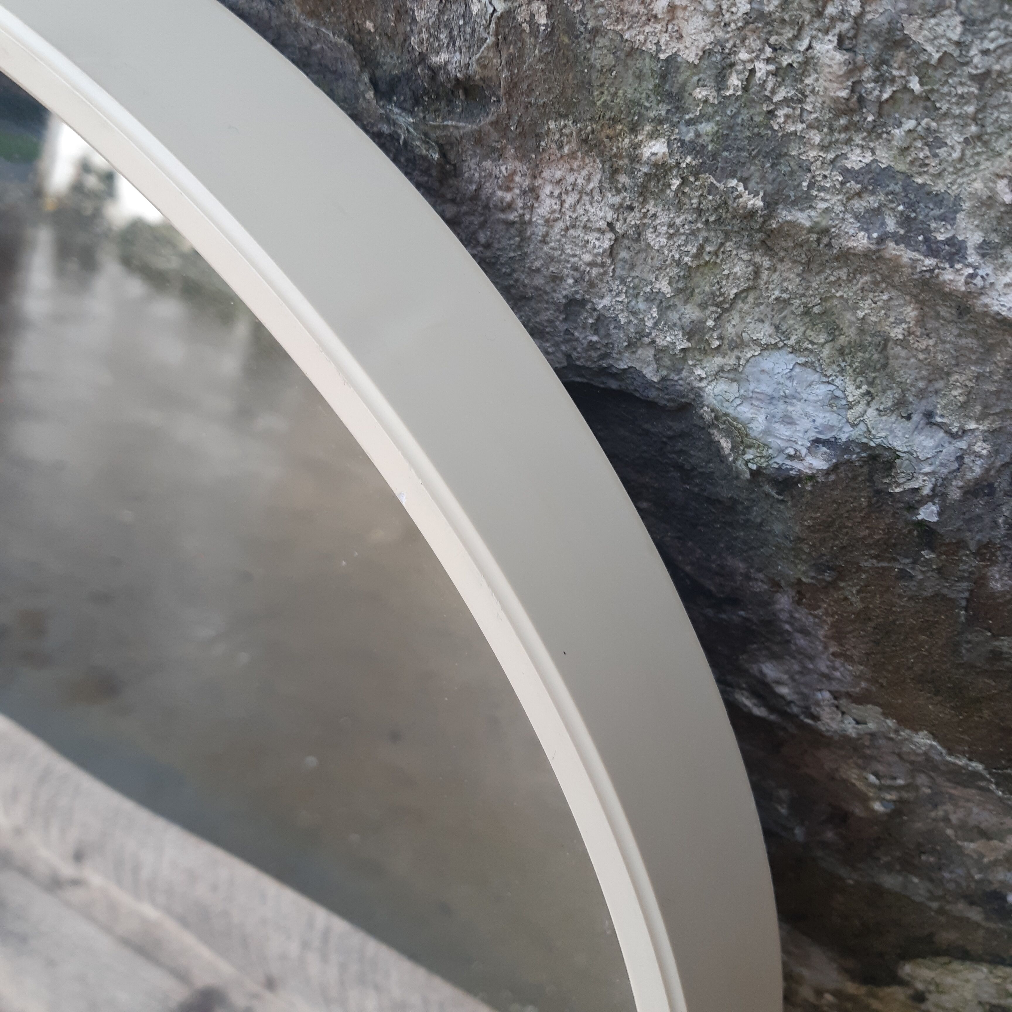 Mid century circular white mirror