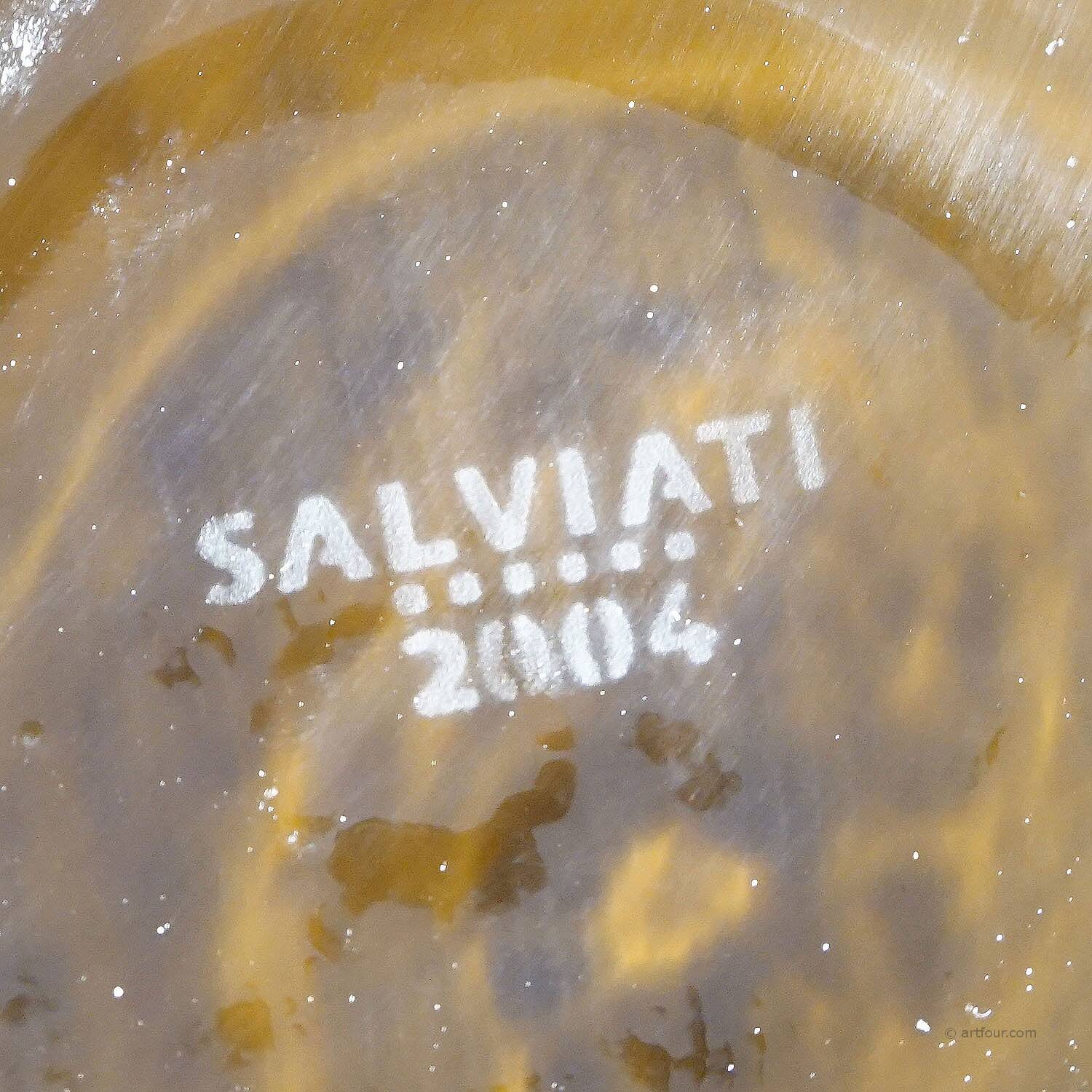 Simon Moore for Salviati, large Murano glass vase Fasciati.