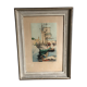 Framed engraving port landscape