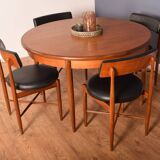 Table Ronde & 4 Chaises Victor Wilkins restauré en teck 1960s Retro G Plan Fresco