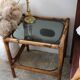Table bambou verre fumé vintage