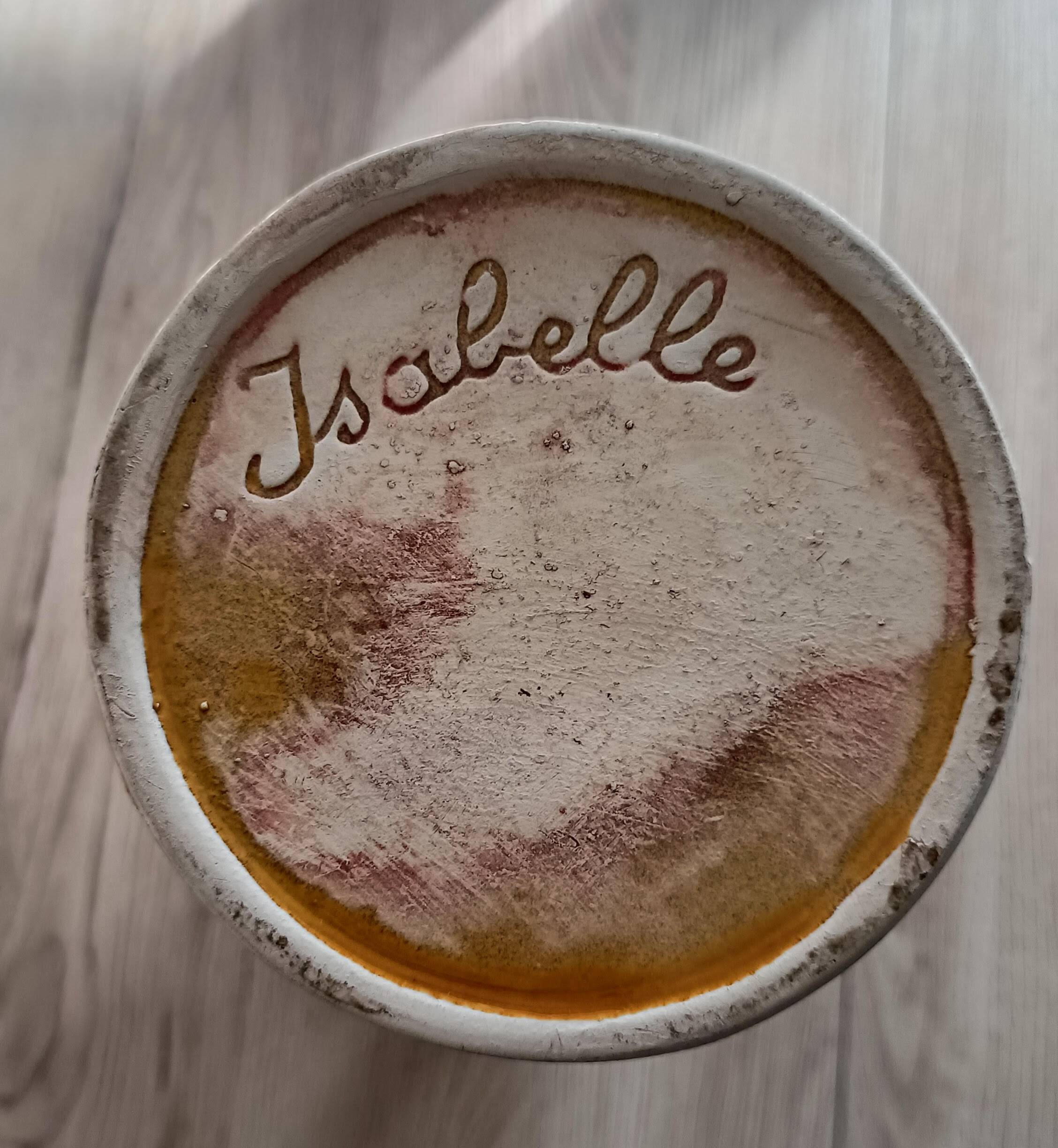 Poët-Laval flower vase, "Isabelle" model, in orange ceramic