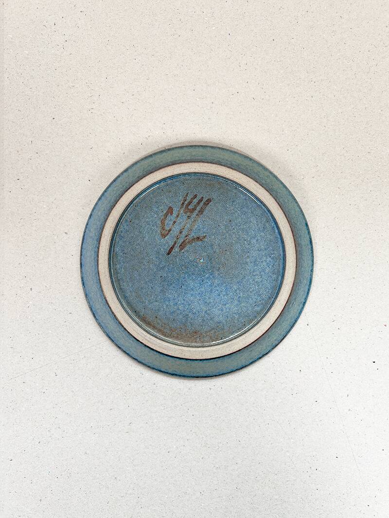 Small blue ceramic plate Signed JYL - Jean Yves Lemonnier