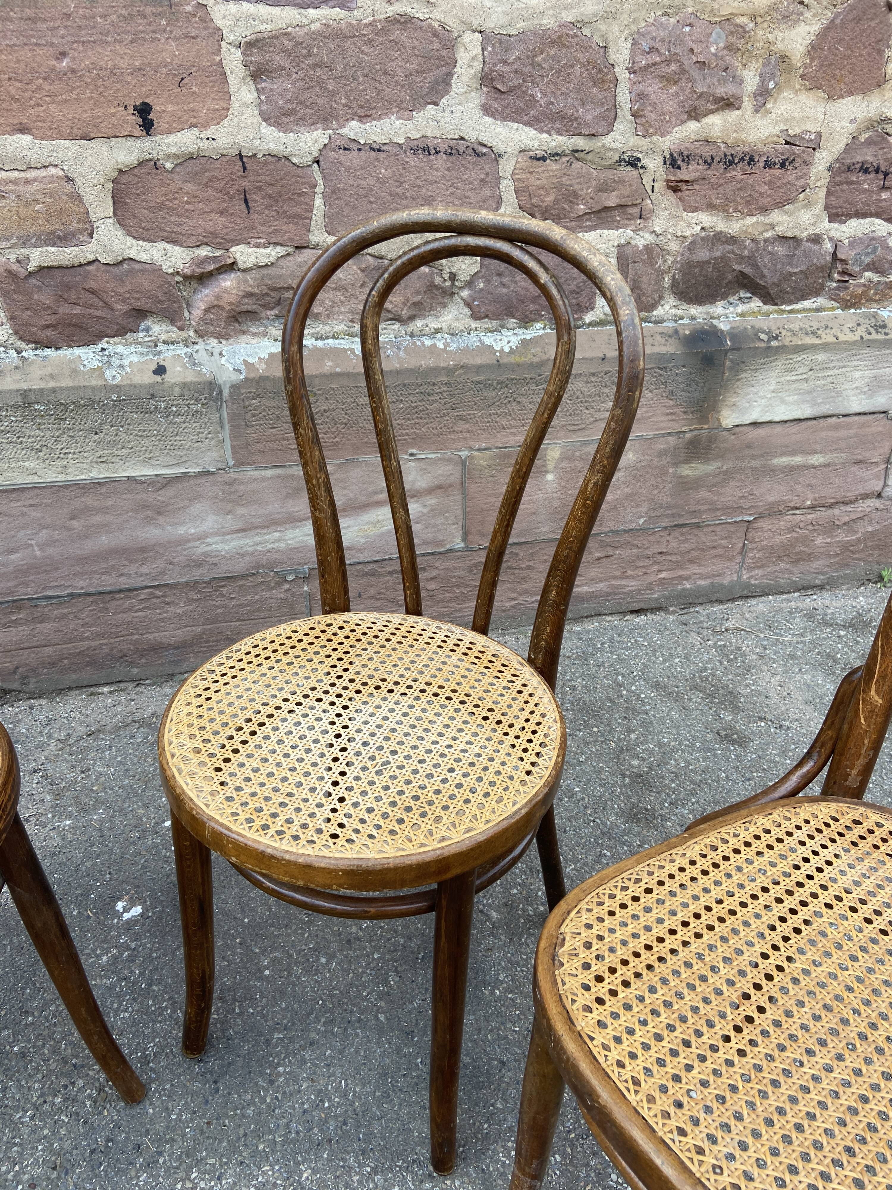 Set of 4 Bistro chairs mismatched curved wood