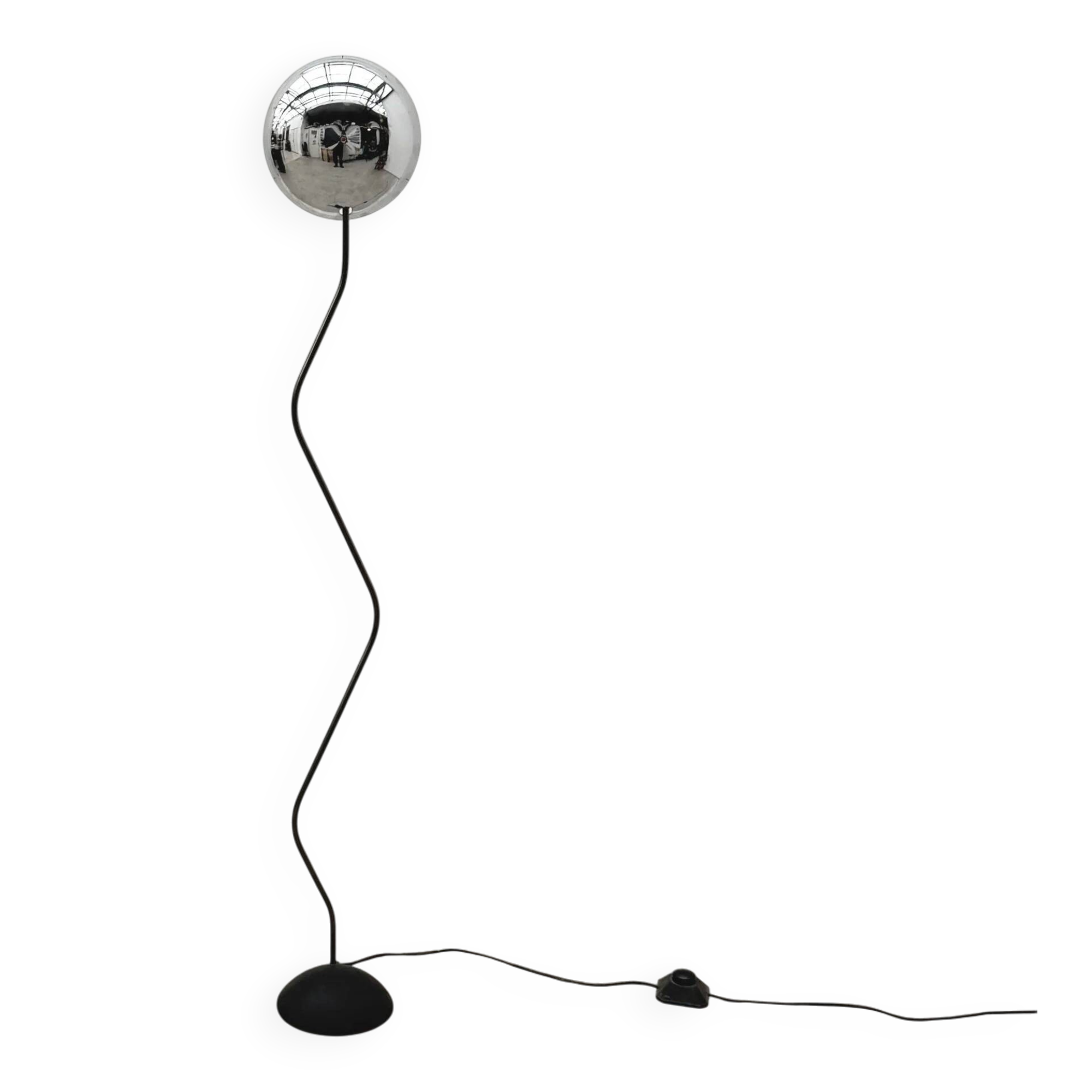 Lampadaire en métal et chrome, 1980