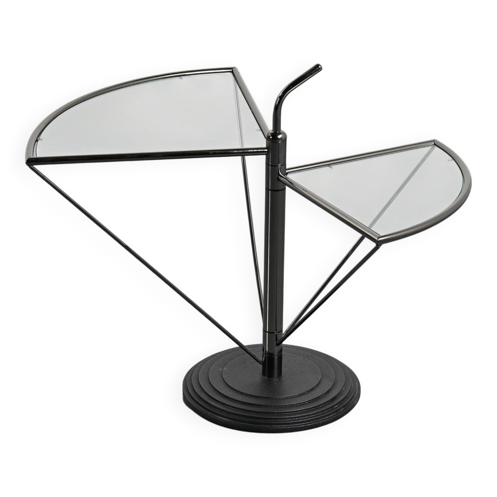 Dardo coffee table in glass and metal by OMA, Italy, circa 1980.