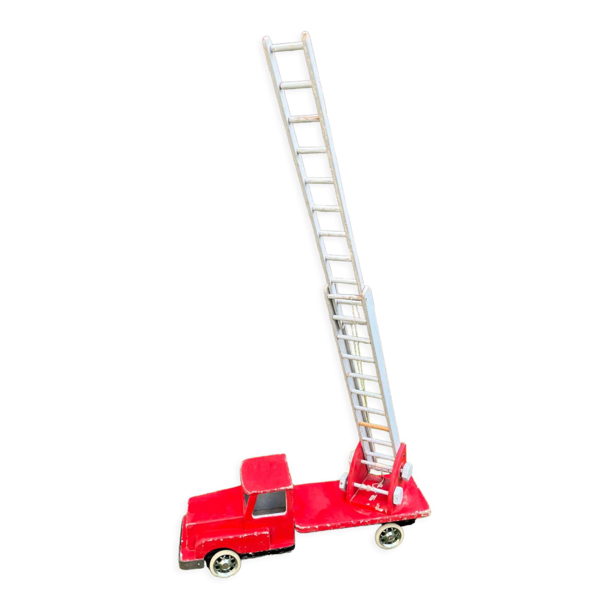 Fire truck with wooden ladder