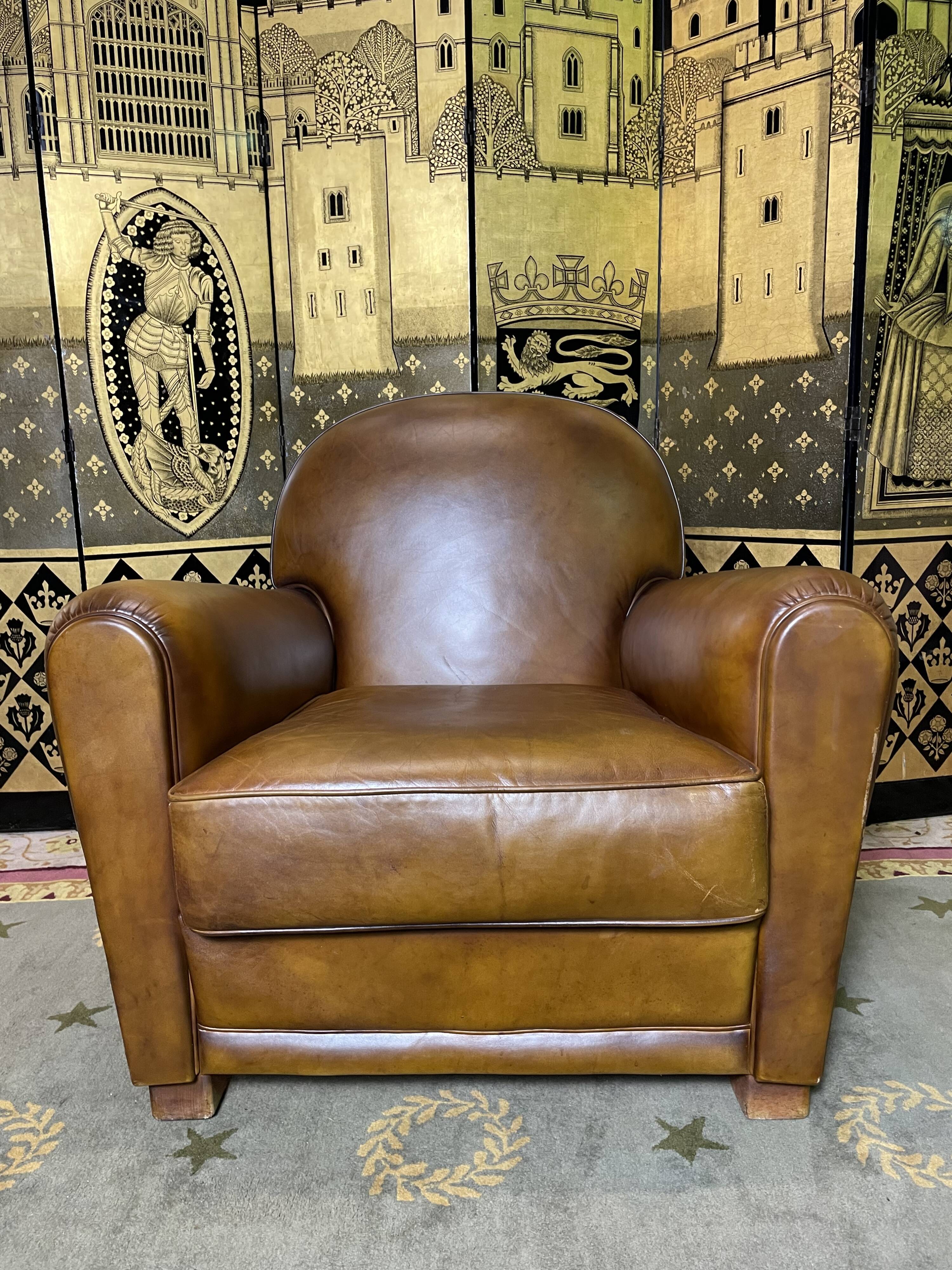 Club armchair in leather house grange