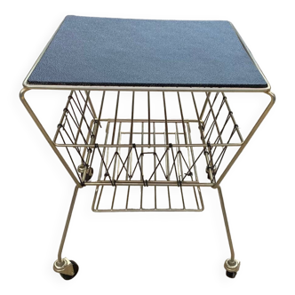 Coffee table with vinyl magazine holder 1960s
