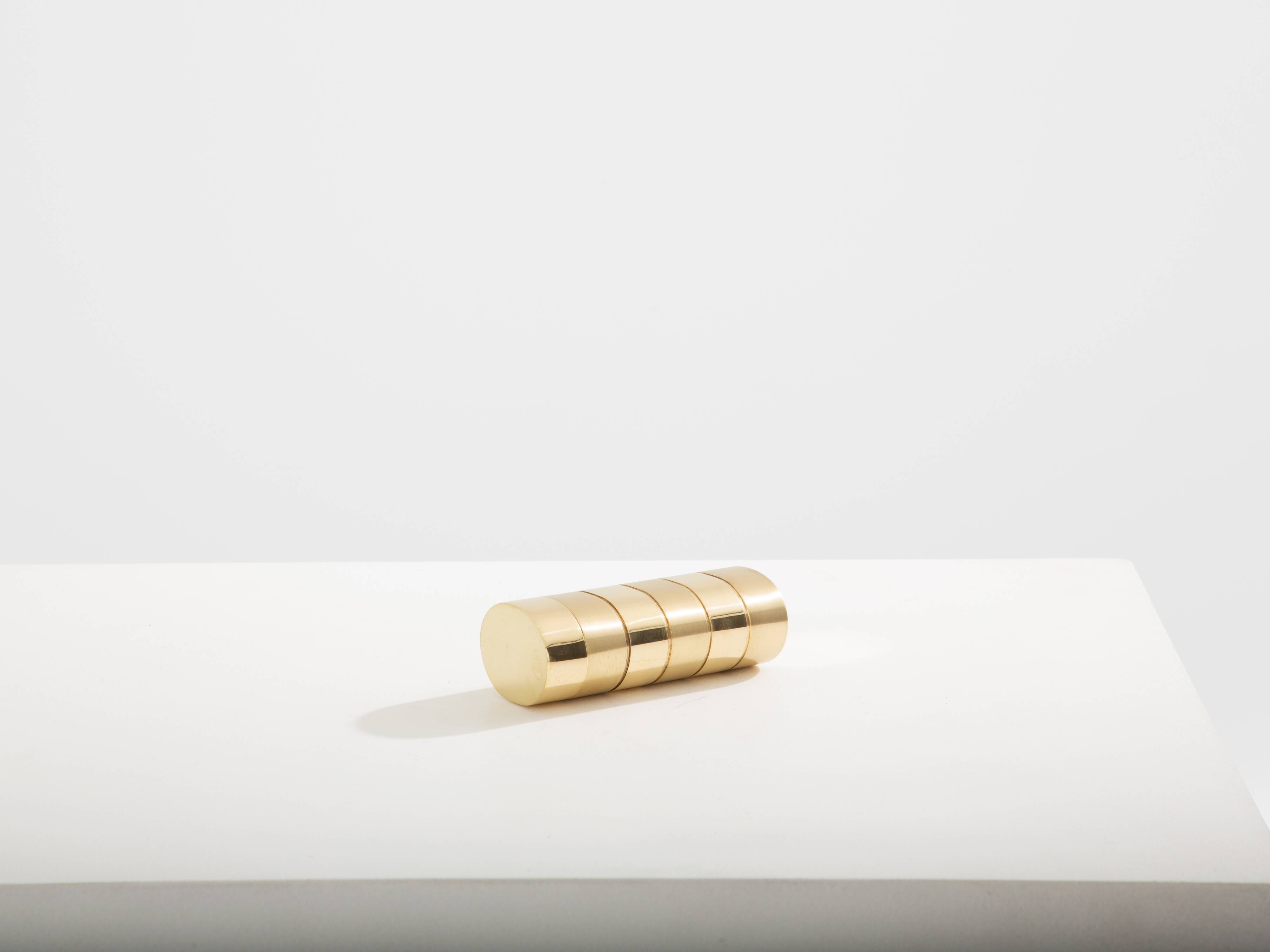 Gabriella Crespi small brushed and polished brass box signed circa 1970.