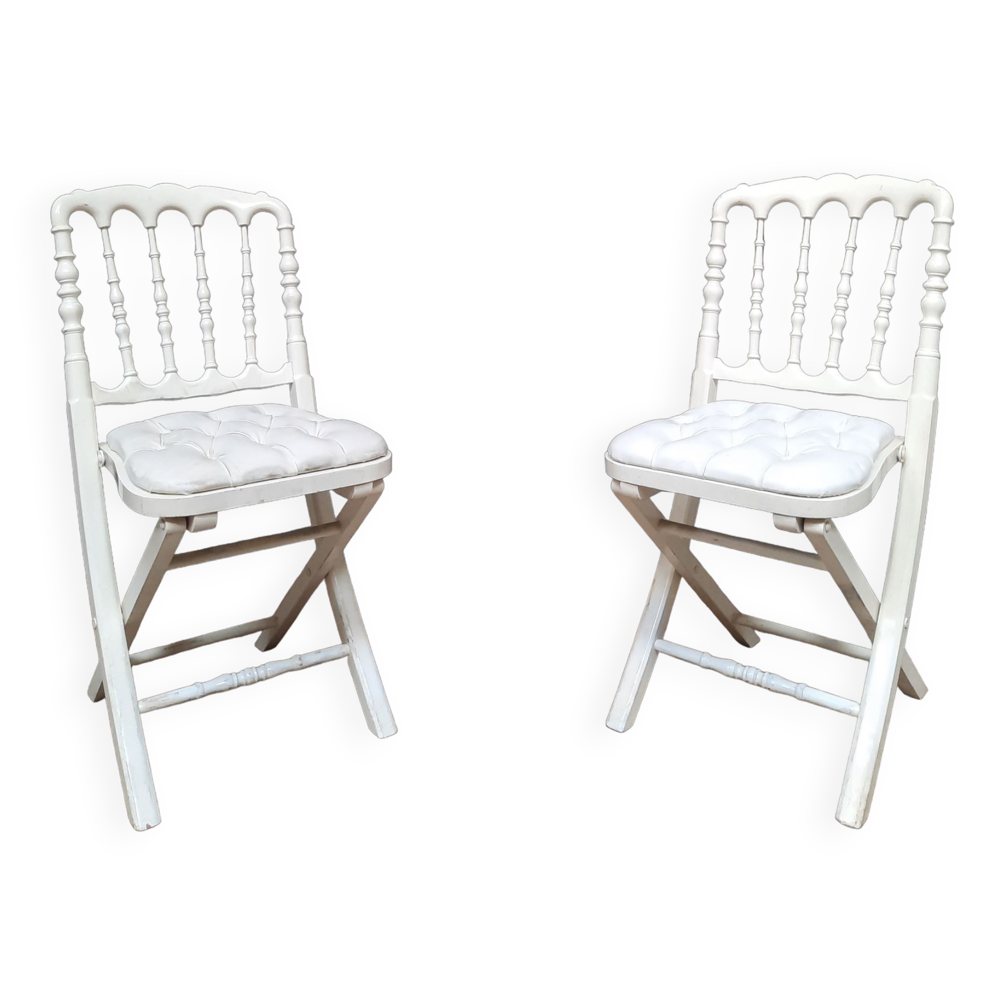 Pair of upholstered folding chairs