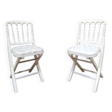 Pair of upholstered folding chairs