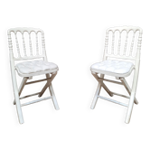 Pair of upholstered folding chairs
