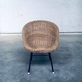 Wicker lounge chair in the style of Dirk Van Sliedregt for Rohé Noordwolde, Netherlands, 1960s.