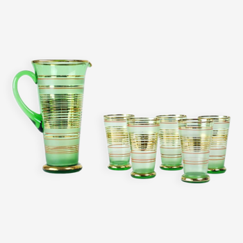 Vintage Drinking Set by Borske Sklo Union,  Czechoslovakia 1960s