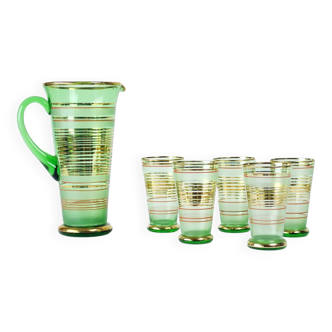 Vintage Drinking Set by Borske Sklo Union,  Czechoslovakia 1960s