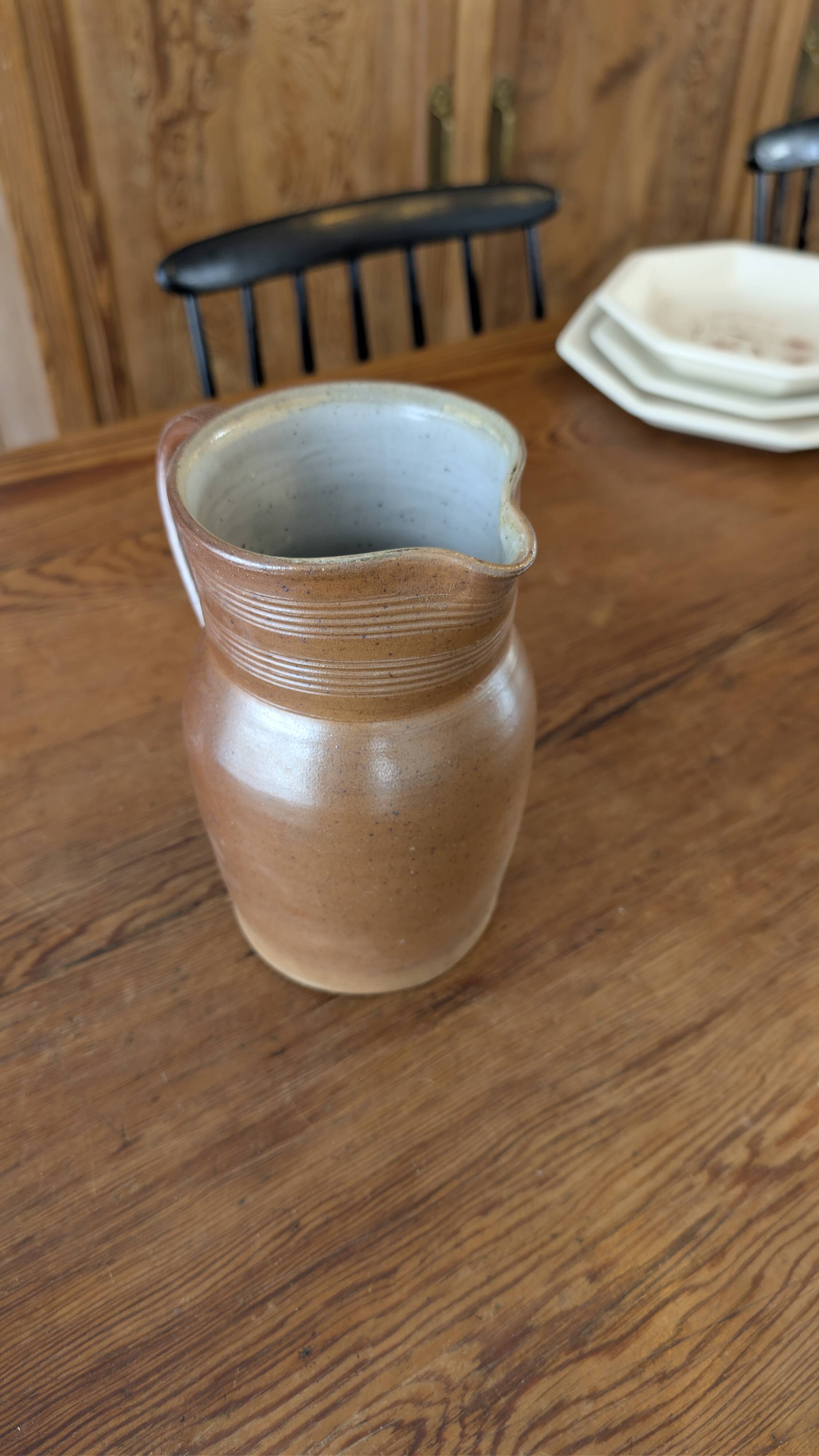 Stoneware pitcher from Berry, traditional French pottery.