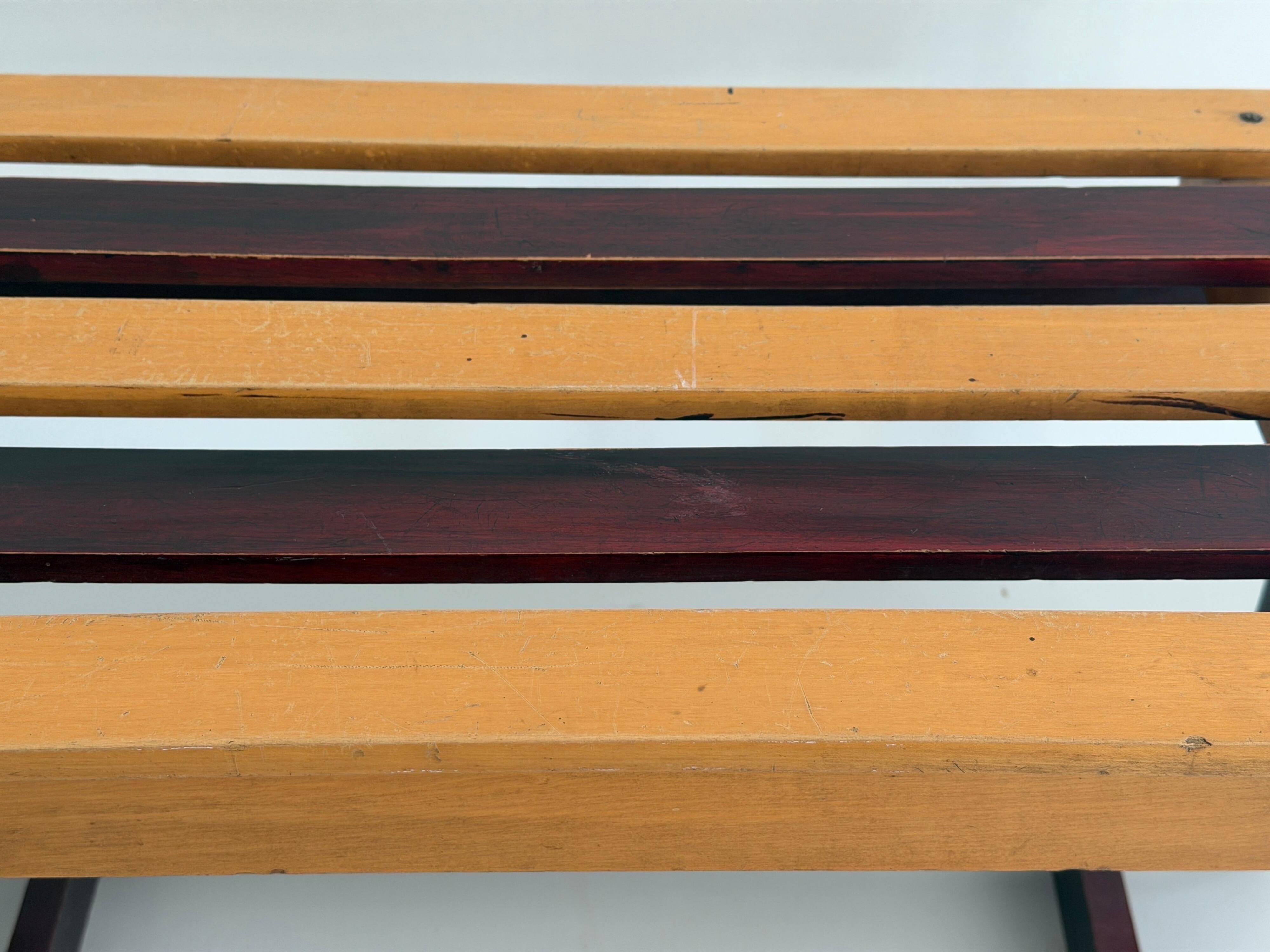 Mid-century Italian solid wood two-tone bench, 1950s, Italy