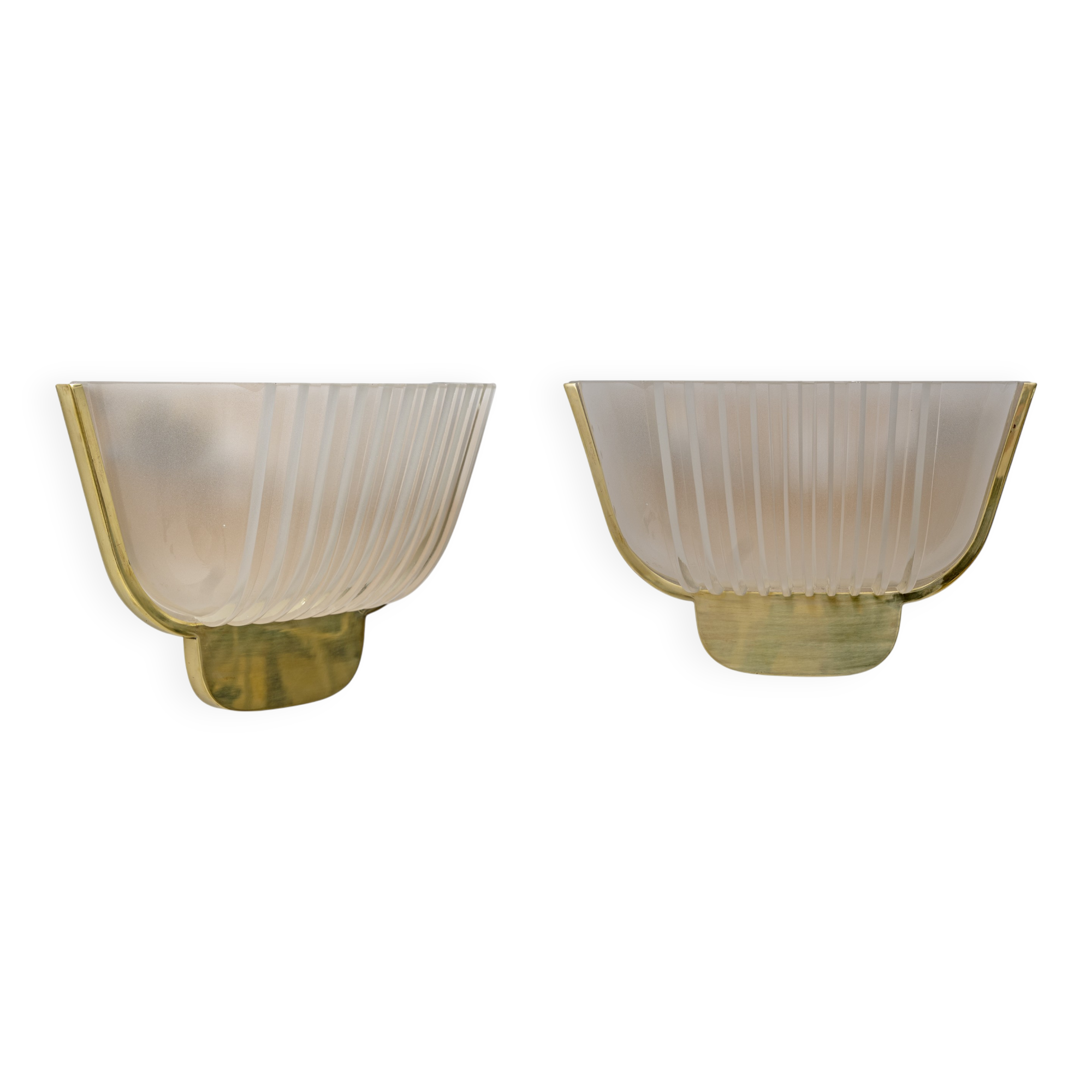 Pair of Art Deco Murano Glass Sconces Attributed to Archimede Seguso 1940s