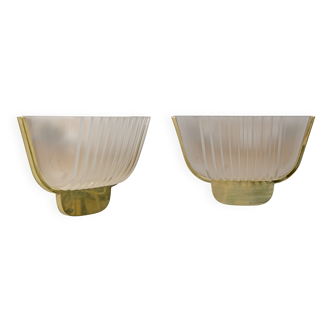 Pair of Art Deco Murano Glass Sconces Attributed to Archimede Seguso 1940s