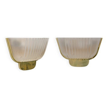 Pair of Art Deco Murano Glass Sconces Attributed to Archimede Seguso 1940s