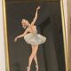 Two ballerinas, silhouettes of dancers, collages vintage under gold frame
