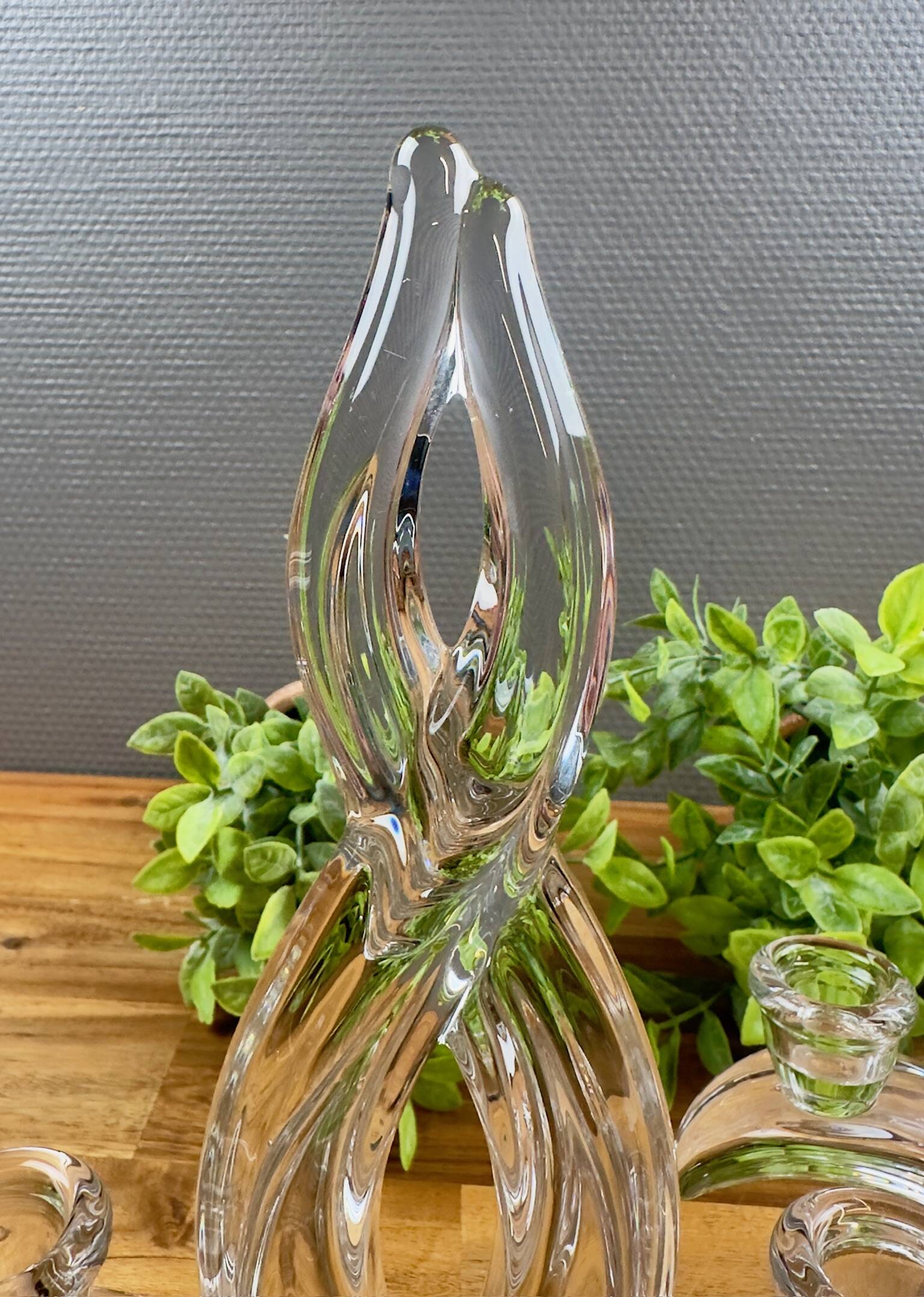 Pair of vintage Art Deco glass candlesticks