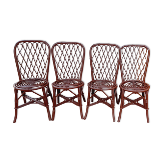 Lot de 4 chaises en rotin
