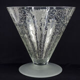 Antique Baccarat Etched Baroque & Mascaron Large Vase