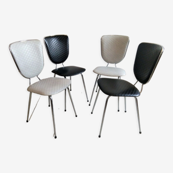 Set of 4 chairs welded skai skai black and white