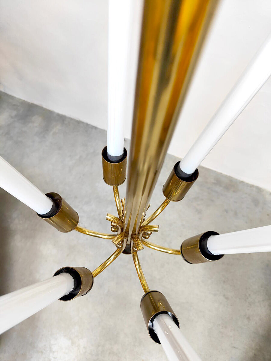 Art Deco brass scones cinema chandelier tubes 1930s