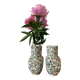 Luneville earthenware pot vases with flower pattern