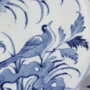 Chinese Kangxi blue and white plate with silver handle – ca. 1700