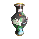 Vase in Chinese partitioned enamel butterflies