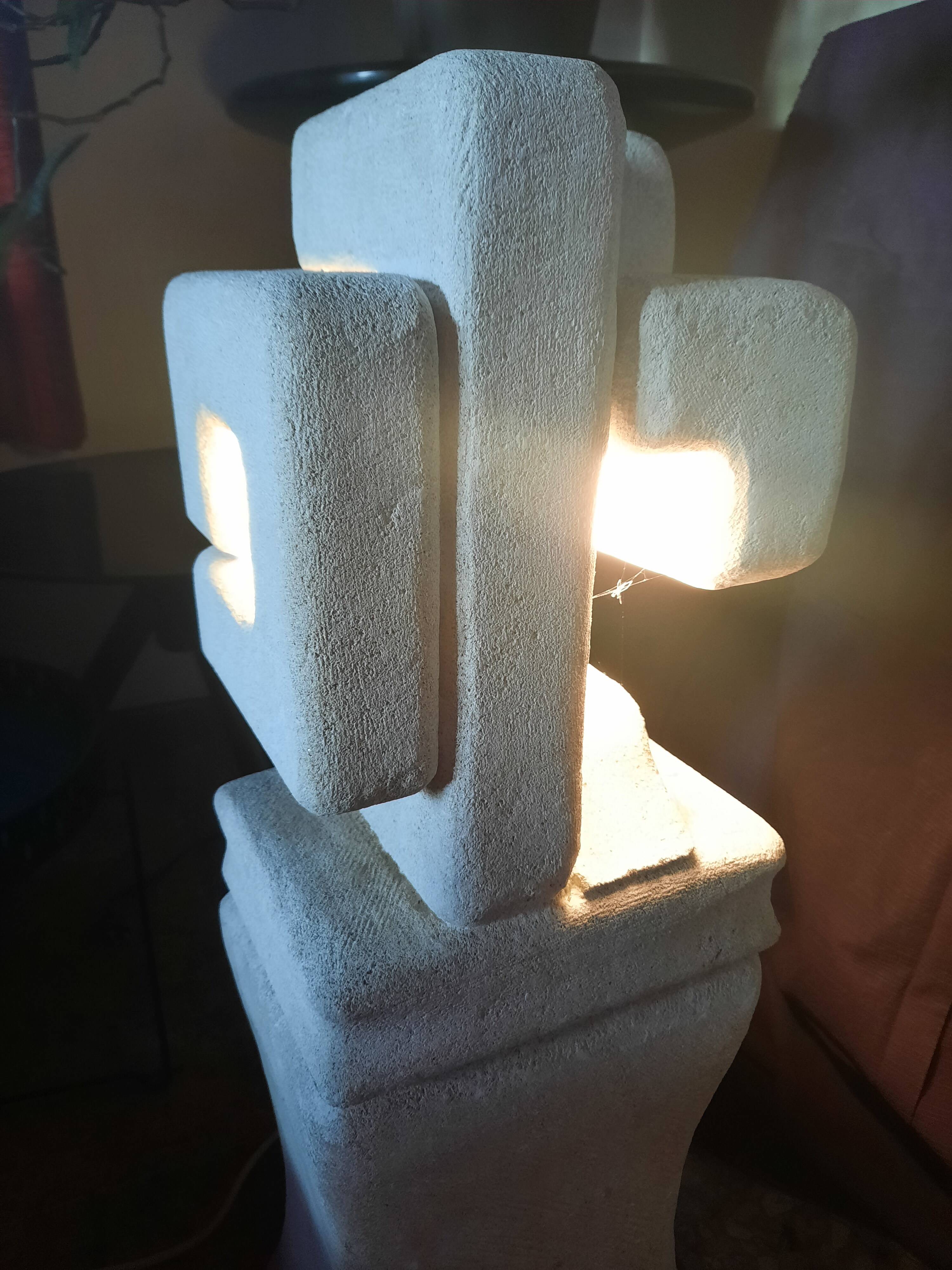 Large stone sculpture lamp
