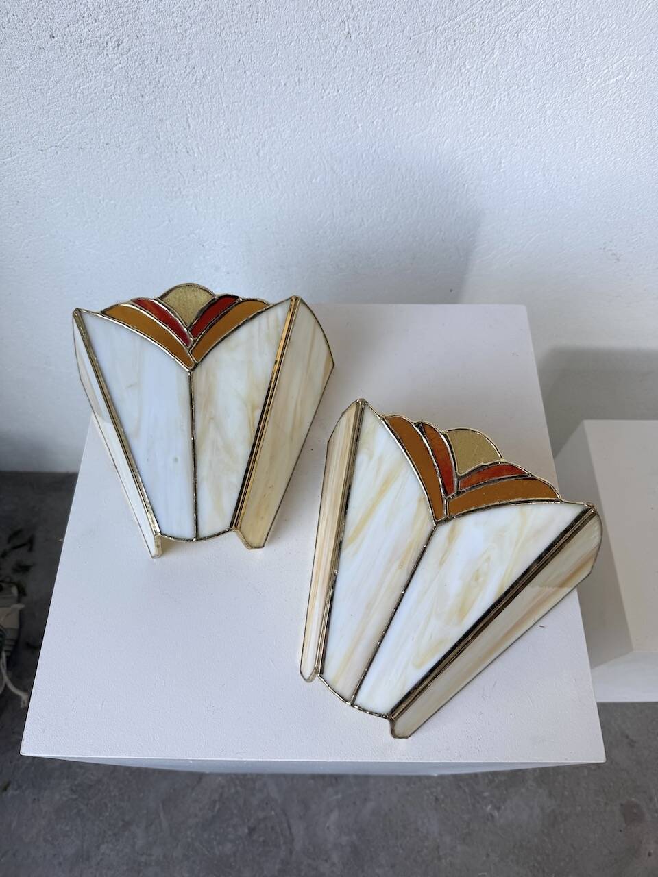 Paire applique style Art Déco verre nacre