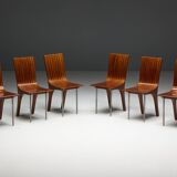 Postmodern Walnut Dining Chairs, Italy, 1980s