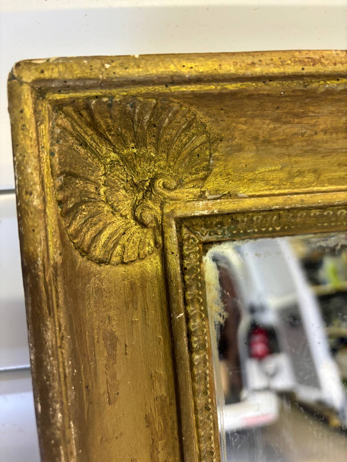 Mercury mirror and old wooden frame