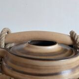 Roped soup tureen in stoneware from the potters of the Salins-les-Bains Abbey