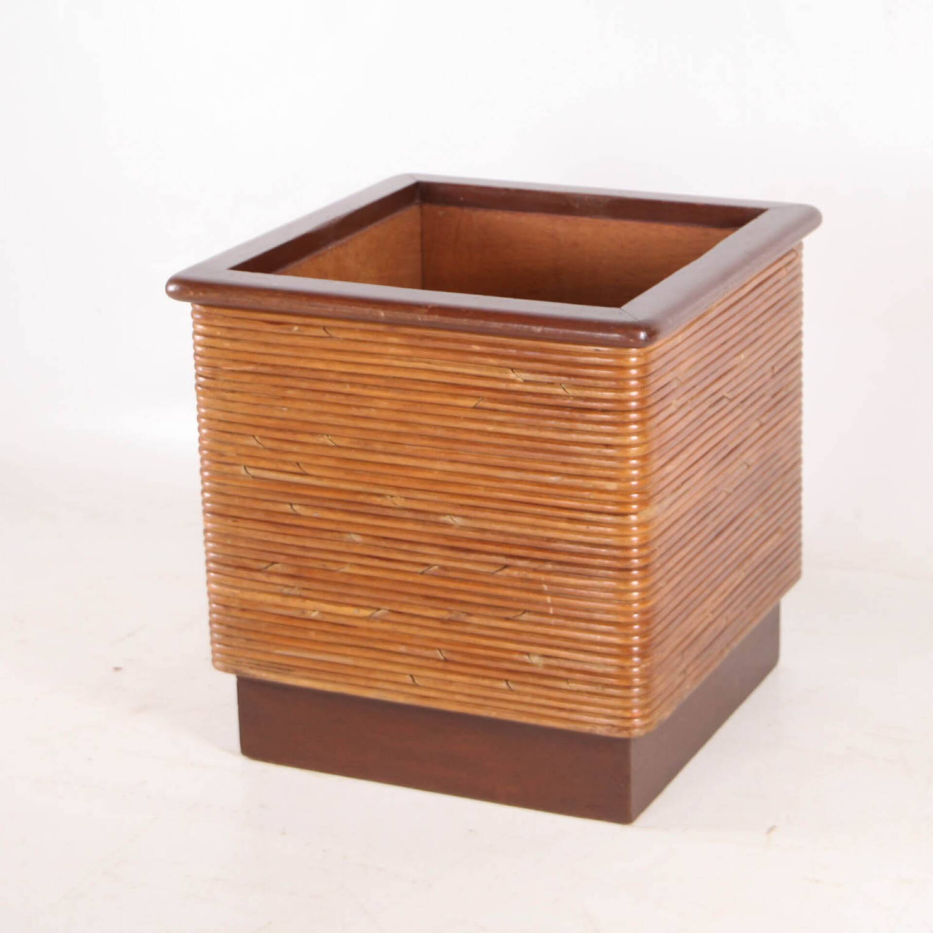 Rattan and wood planter