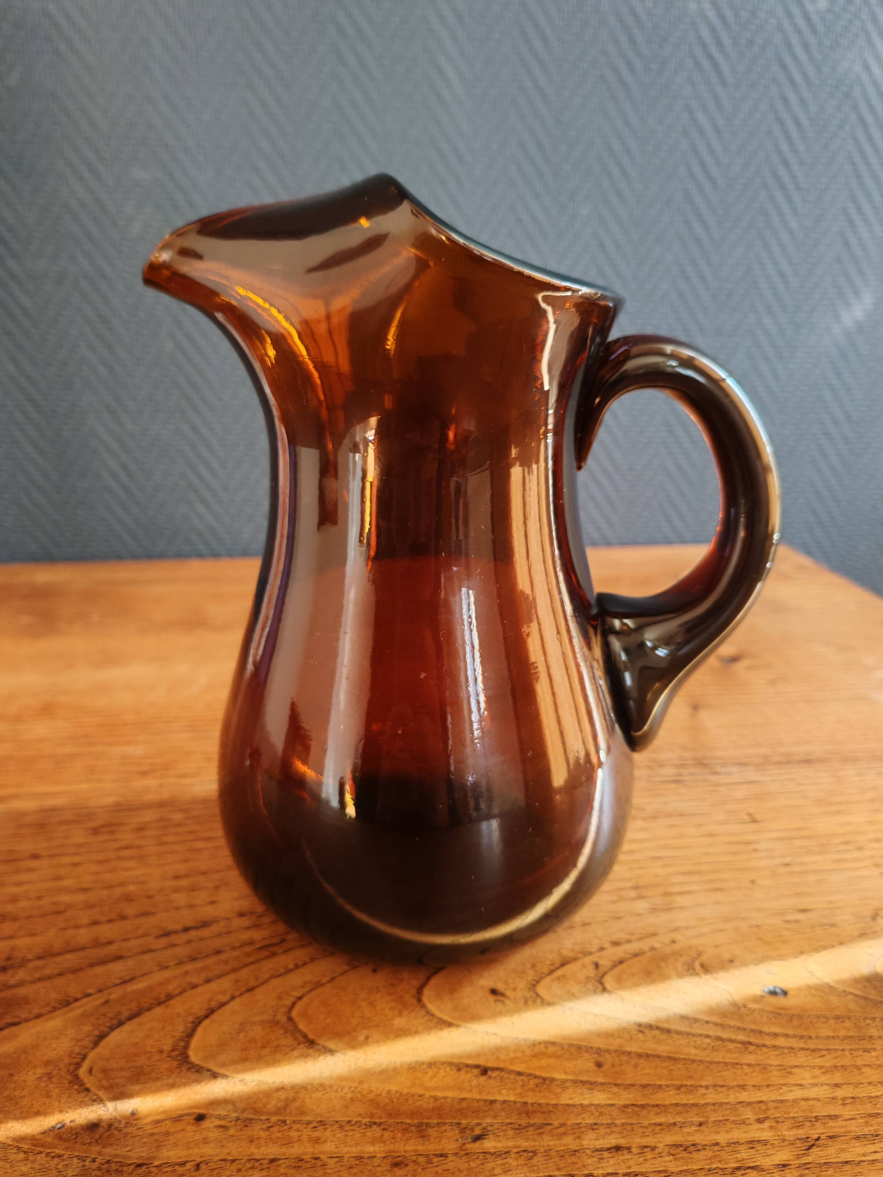 Carafe à Sangria Vintage Espagnole - Pichet en Verre Ambré Rétro