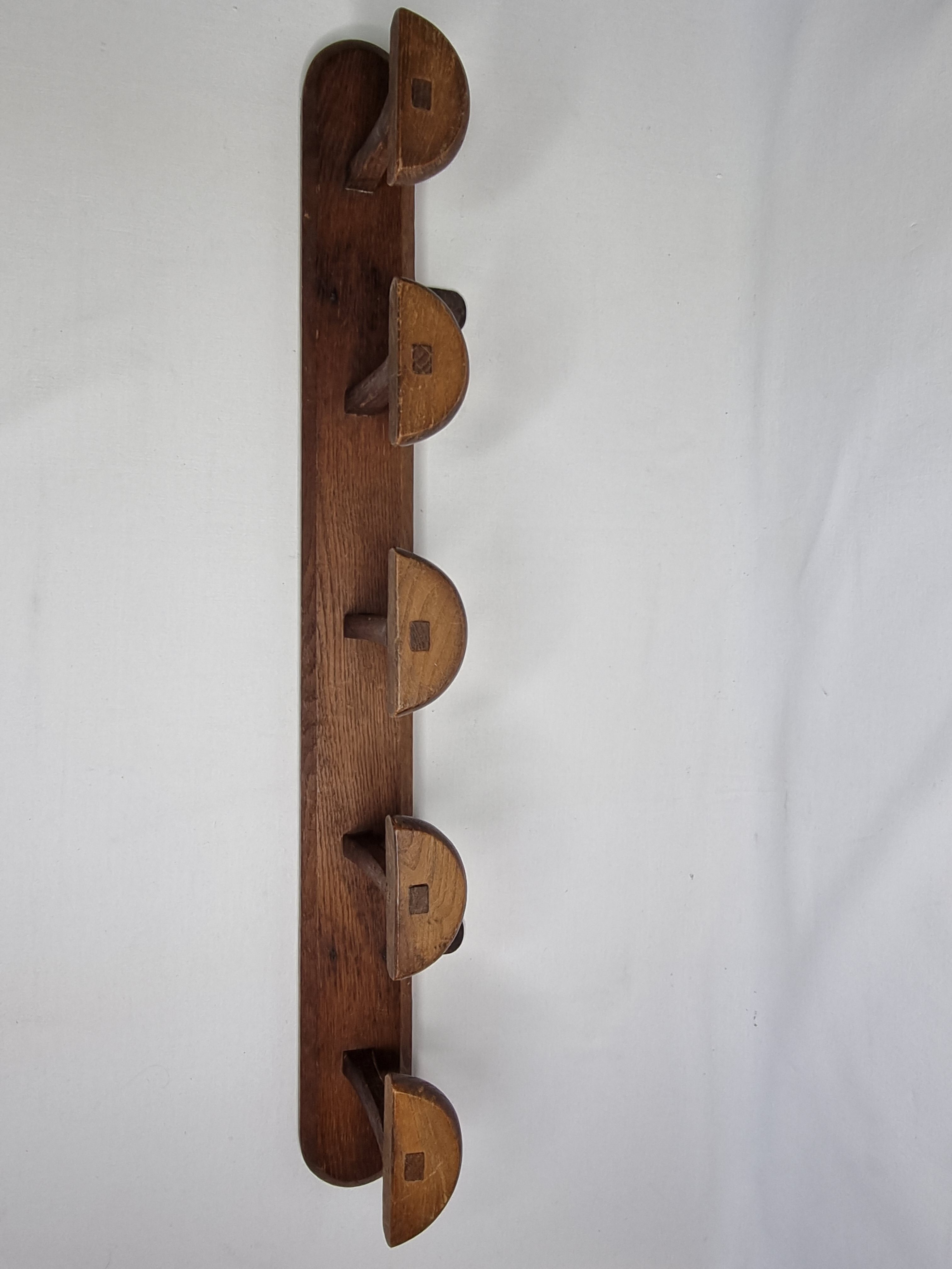 Wall coat rack in solid wood "half-moon" handmade, 75 cm