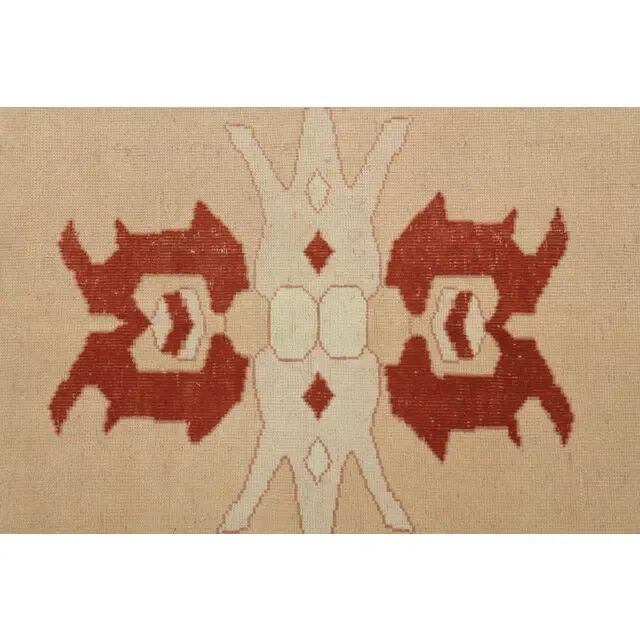 1970s Vintage Turkish Handmade Wool & Cotton Orange Area Rug 203x315